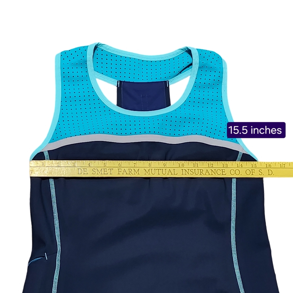 TITLE NINE Athletic Dress Womens Medium Navy Blue Aqua Sleeveless Racerback - Picture 10 of 14
